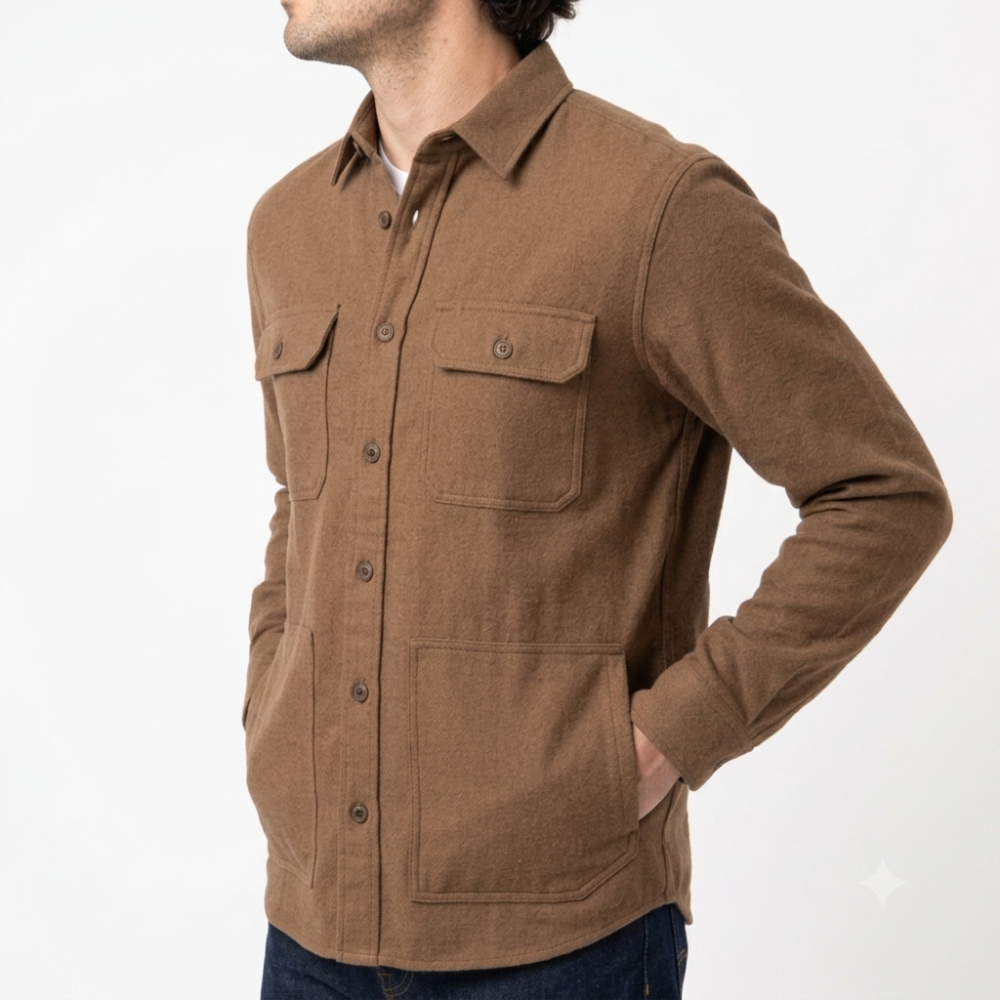 Regular Fit Brushed Twill Overshirt